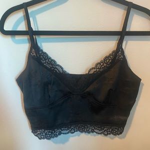 Black lace crop top.